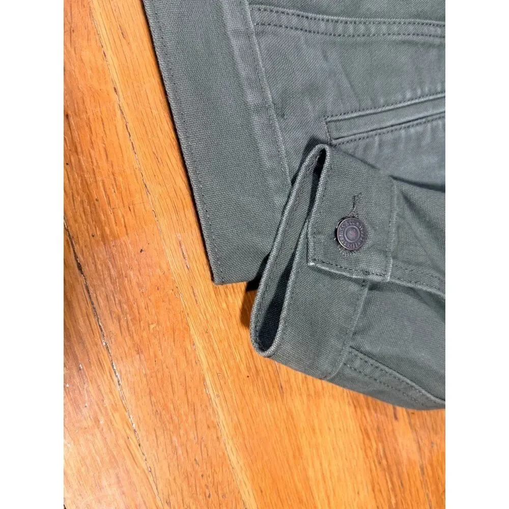 Levi’s Men’s Medium Olive Green Canvas Trucker Jacket Workwear Faded